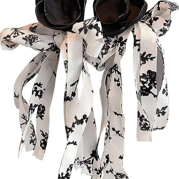 Black Rose Bow Fashion Earrings - Picture 3 of 6